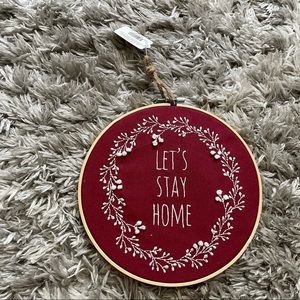Lets stay home wall decor 
Maroon
White 
Floral 
Embroidery ring